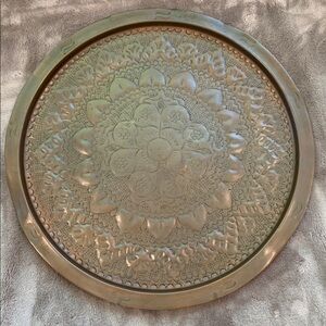 Large Vintage Intricate Round Copper Tray
